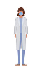 Woman doctor with uniform and mask vector design