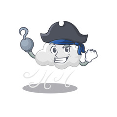 Cloudy windy cartoon design style as a Pirate with hook hand and a hat