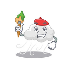 A creative cloudy windy artist mascot design style paint with a brush