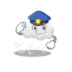 Police officer mascot design of cloudy windy wearing a hat