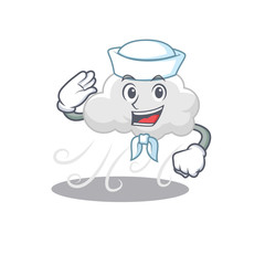 Sailor cartoon character of cloudy windy with white hat
