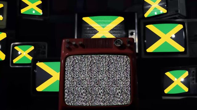 Jamaica flags and Retro Televisions. 