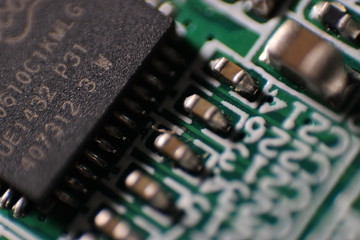 close up of an electronic circuit board