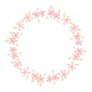 cute pink watercolor plmeria frangipani flower wreath frame