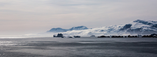 panorama of the Antarctica mountains 