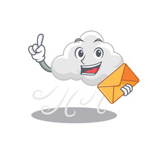 Happy cloudy windy mascot design concept with brown envelope