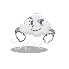 A mascot design of cloudy windy having confident gesture
