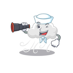 A cartoon icon of cloudy windy Sailor with binocular