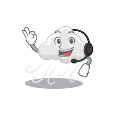 A gorgeous cloudy windy mascot character concept wearing headphone