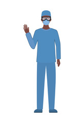 Man doctor with uniform mask and glasses vector design