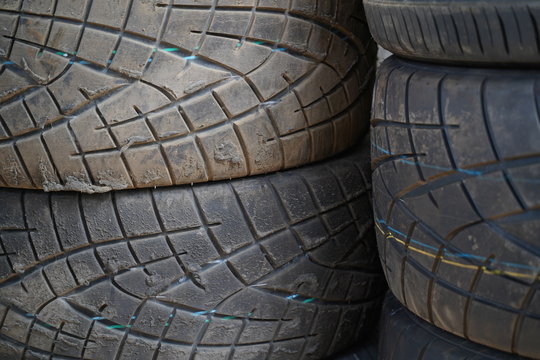 Used tires in a garage