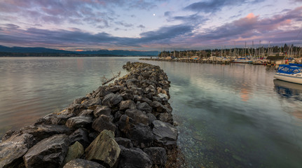 Beautiful morning view at Comox harbor on Vancouver Island, British Columbia, Canada.