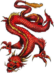 red traditional Chinese dragon symbol