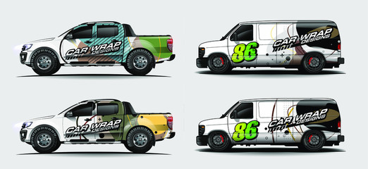 set of vehicle graphic kit vector. Modern abstract background for car wrap branding and automobile sticker decals livery 

