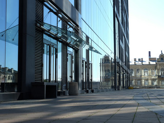 modern business center with big glass wnindows