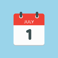 Icon calendar day 1 July, summer days of the year