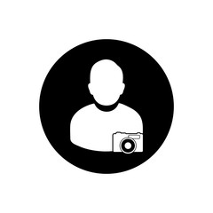 Photographer Man Button Icon. Editable Vector EPS Symbol Illustration.