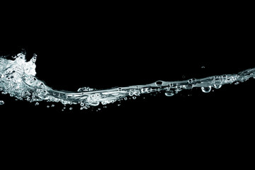 surface wave of water splash isolated with black background