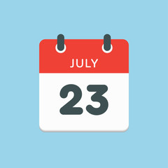 Icon calendar day 23 July, summer days of the year