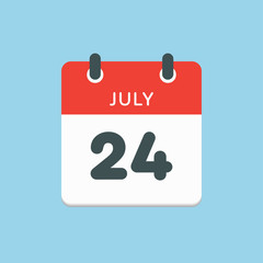 Icon calendar day 24 July, summer days of the year