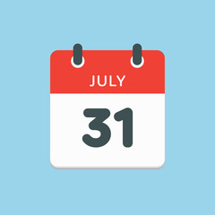 Icon calendar day 1 July, summer days of the year