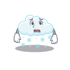Cartoon design style of snowy cloud showing worried face