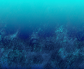 Abstract Blue underwater scene with underwater bubbles