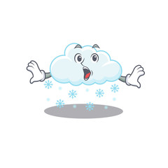 Cartoon design style of snowy cloud has a surprised gesture