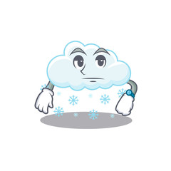 Mascot design of snowy cloud showing waiting gesture