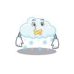 Snowy cloud cartoon character style with mysterious silent gesture
