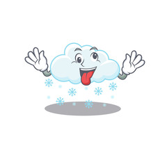 A cartoon design of snowy cloud having a crazy face