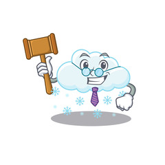 A humble judge of snowy cloud cartoon character design wearing glasses
