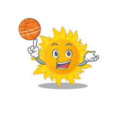Gorgeous summer sun mascot design style with basketball
