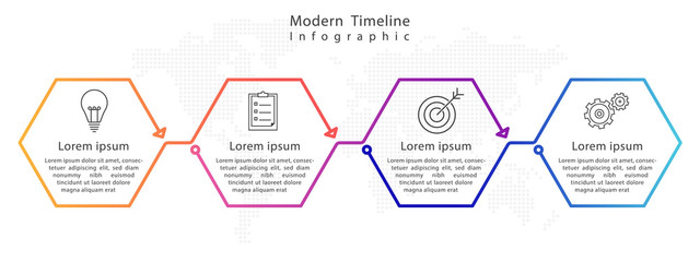 Hexagon timeline infographic 4 step or options.