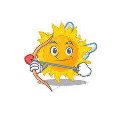 Summer sun in cupid cartoon character with arrow and wings