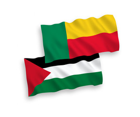 Flags of Palestine and Benin on a white background