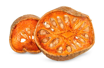 dried quince slices an isolated on white background