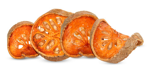 dried quince slices an isolated on white background