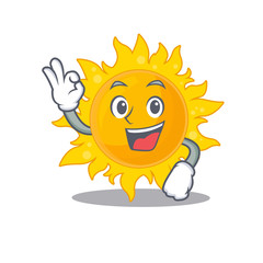 Summer sun mascot design style with an Okay gesture finger