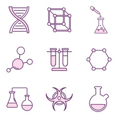 Science line style icon set vector design