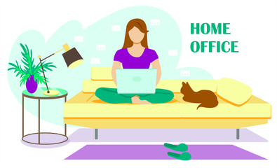 Obraz premium Stay at home in quarantine. Work at home online, office at home, play with children, meditate and relax. Corona viruses concept of 2019-ncov.