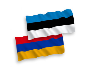 Flags of Armenia and Estonia on a white background