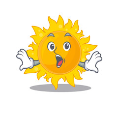 Cartoon design style of summer sun has a surprised gesture