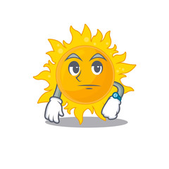 Mascot design of summer sun showing waiting gesture