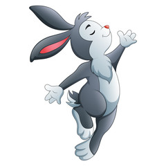 The Easter bunny rabbit cartoon waving and dancing