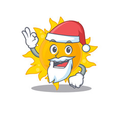 Summer sun Santa cartoon character with cute ok finger