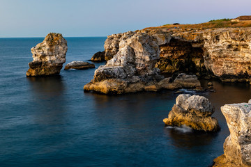 Fototapeta premium long exposure time with the sea and rocks