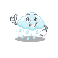Cloudy rainy cartoon character design making OK gesture