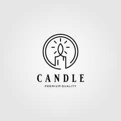 Line Art Candle Light vintage Flame Logo Design Illustration