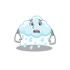Cartoon design style of cloudy rainy showing worried face